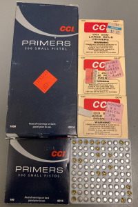 (1000) CCI NO. 500 SMALL PISTOL PRIMERS & (260) CCI NO. 200 LARGE RIFLE PRIMERS