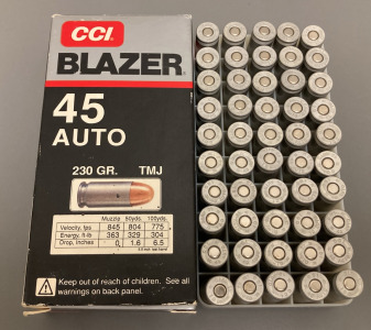 (50) RNDS. CCI BLAZER 45 AUTO AMMO