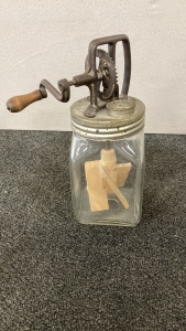 Square Butter Churn W/ Wood Paddle