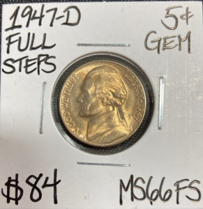 1947-D MS66FS Full Steps Jefferson Nickel