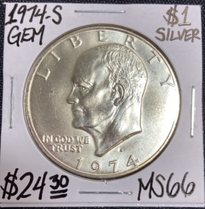 1974-S MS66 Gem Ike Silver Dollar