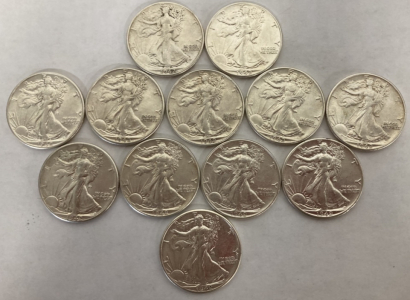 (12) Walking Liberty 1942 Half Dollars