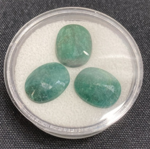 25.80ct Set of 3 Natural Columbian Green Faceted Emerald Gemstones