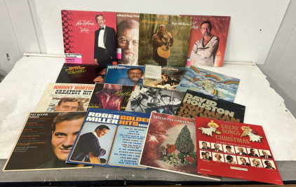 (22) Vinyl Records Including Roger Miller Golden Hits, Pat Boone Sings, Johnny Horton Greatest Hits, Roger Whittaker, Great Songs Of Christmas And More