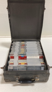 Vintage 1-30 (Missing #5) Vul Metal Bridge Dealer Playing Deck Card Holders in Case