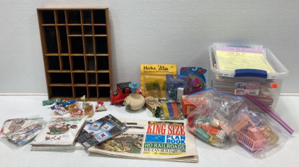 (1) ShadowBox 14x20&rsquo; (1) Vintage Veiwfinder (10) + Assorted Quilting Books (15)+ Assourted Miniatures and More!