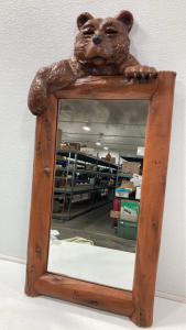 Wooden Bear Framed Vanity Mirror