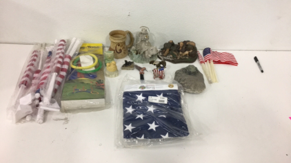 Yard decorations, Ring Toss, Assorted yard stake American flags, 3&rsquo;x5&rsquo; American Flag