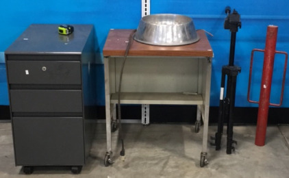 Filling cabinet, heated Dog Bowl, Desk, Telescope Tripod, Rebar Driver