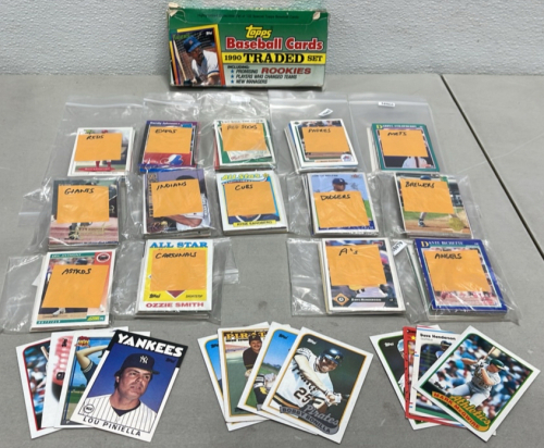 (1) Complete Set 1990-1991 Topps MLB Traded Set, Large Lot Of Topps, Score, Donruss MLB Collectible Baseball Cards Seperated By Teams +