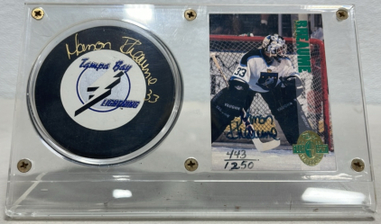 (1) Tampa Bay Lightning Puck And Card Acrylic Holder In Ultra Pro Display Series Holder Named To Manon Rheaume