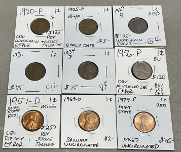 (7) Wheat Pennies Dated 1920-1957, (2) Pennies Dated 1969-D And 1979-P