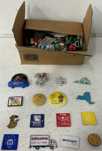 (1) Box Full Of 174 Magnets Including States, Funny’s, Banks And More