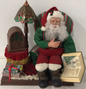 Vintage Animated Santa Reading With Pipe