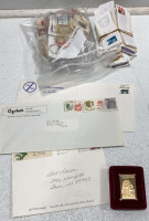 (1) Collectible George Washington Stamp (1) Leather Chest (100) + Assorted Stamps - 4