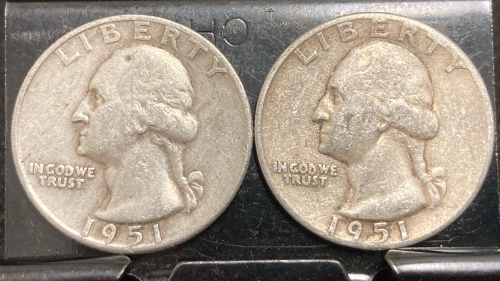 (2) 1951 90% SILVER QUARTERS— VERIFIED AUTHENTIC