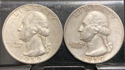 (2) 1959 90% SILVER QUARTERS— VERIFIED AUTHENTIC