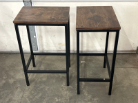 HIGH TABLE (43”x 23-1/2”x 39-1/2”) WITH MATCHING SIDE TABLES/ STOOLS - 4