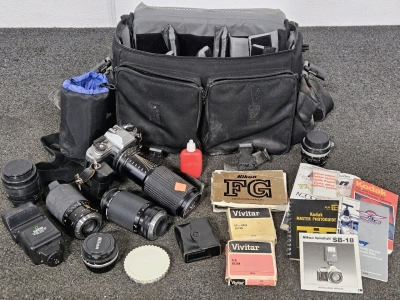 PROFESSIONAL NIKON F6 35mm CAMERA W/ BAG & ACCESSORIES