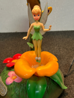 TINKERBELL MUSIC LAMP (LIGHT WORKS BUT NO SOUND) AND VINTAGE KIDS TEA FOR 2 PICNIC BASKET WITH CUPS, PLATES, SAUCERS, TEAPOT, CREAM AND SUGAR JARS AND UTENSILS - 4