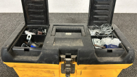 SMALL TOOLBOX WITH VARIOUS TOOLS, LONG TORQUE WRENCH AND A BRAND NEW CLICK TYPE TORQUE WRENCH 3/8” DRIVE - 5