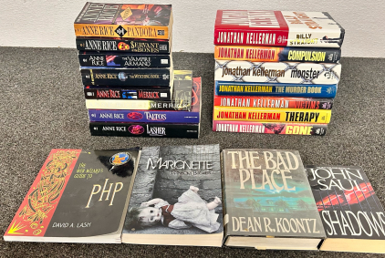 VARIETY OF BOOKS BY ANNE RICE, DEAN KOONTZ, JONATHAN KELLERMAN AND OTHER AUTHORS