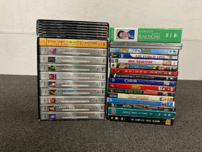 DVDS INCLUDING STAR TREK SERIES, HARRY POTTER 6 MOVIE SET, EVERYBODY LOVES RAYMOND