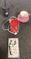 (2) STARBUCKS CUPS, (1) SCENTSY WAX MELTER, (1) HANGING FRENCH KITCHEN SIGN