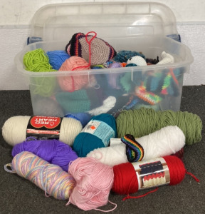 BIN OF MULTICOLORED YARN