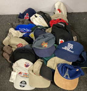 BOX OF HATS FROM CABELAS, JOE’s CRAb SHACk, CLEAR WIRE, ASPEN, IPH, EXPO IDAHO, CAT, THE OZARKS AND MORE