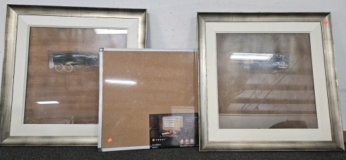 33.5×33.5 FRAMED PROOFS, NEW 24×36 CORK BOARD