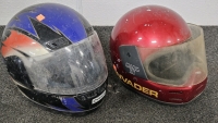 (2) MOTORCYCLE HELMETS - M & ?