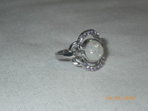 Silver Ring w/ White Fire Opal