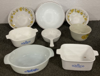 EIGHT CERAMIC FLORAL KITCHEN DISHES