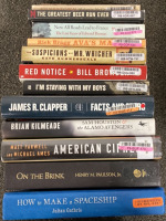 BOOKS INCLUDING IM STAYING WITH MY BOYS, FACTS AND FEARS, RED NOTICE, AMERICAN CIPHER AND MORE