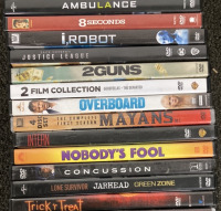 MOVIES INCLUDING MR DEEDS, ADDICTED, THE LAST SONG, TRICK OR TREAT, NOBODYS FOOL, 2 GUNS, I ROBOT, AMBULANCE - 3