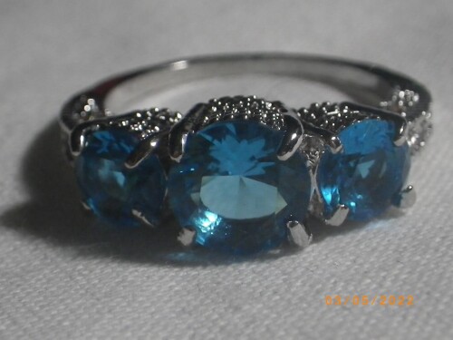 Silver Ring w/ Blue Topaz Stones