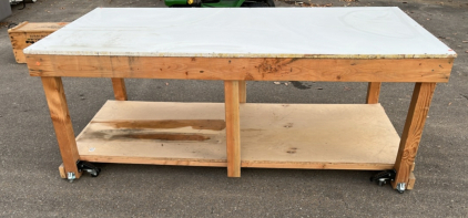 HUGE ROLLING WORK BENCH (97&rdquo; x 49&rdquo;)