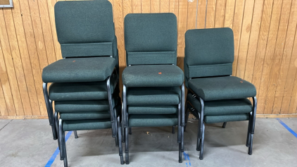 (12) DARK GREEN/ METAL CHAIRS