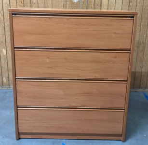 HEAVY WOODEN LONG FILING CABINET ( 53&rdquo;x 45&rdquo;x 21&rdquo;) ( DOESNT OPENED)