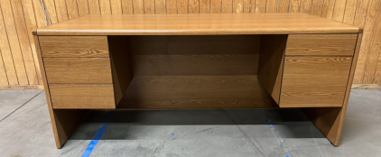 WOODEN DESK W/ DRAWERS ( 30&rdquo;x 71&rdquo;)