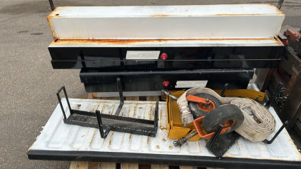 (2) BLACK WEATHER GUARD TOOL BOXES, WHITE TAIL GATE, HOSES AND MORE