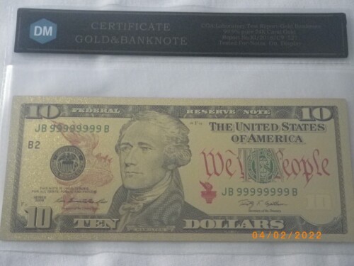24k Gold Bank Note $10