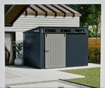 UNASSEMBLED PLASTIC STORAGE SHED