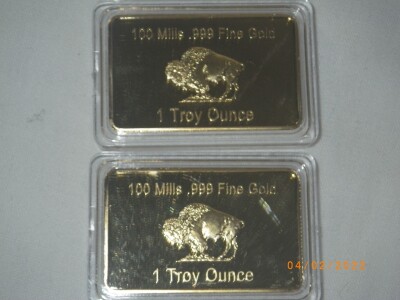 (2) Novelty Gold Layered Buffalo Bars