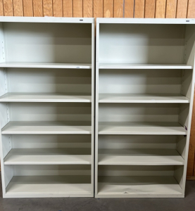 (2) METAL BOOKSHELVES ( 66&rdquo;x 34&rdquo;x 13 1/2&rdquo;)
