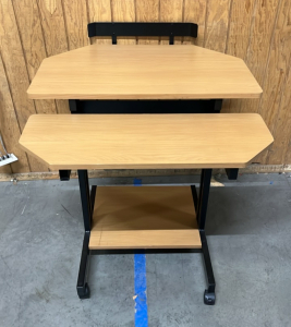 LIGHTWOODED/ BLACK METAL ROLLING DESK ( 30&rdquo;x 31 1/2&rdquo;)