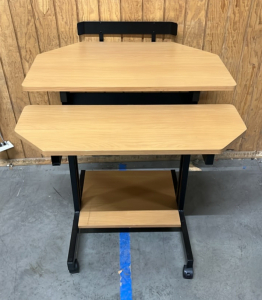 LIGHTWOODED/ BLACK METAL ROLLING DESK ( 30&rdquo;x 31 1/2&rdquo;)
