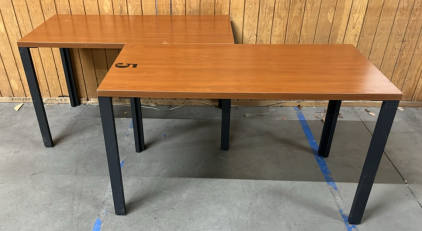 (2) SMALL WOOD/METAL TABLES ( 28 1/2&rdquo;x 48&rdquo;)