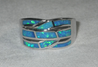 925 Marked Silver Ring W/Blue Fire Opals